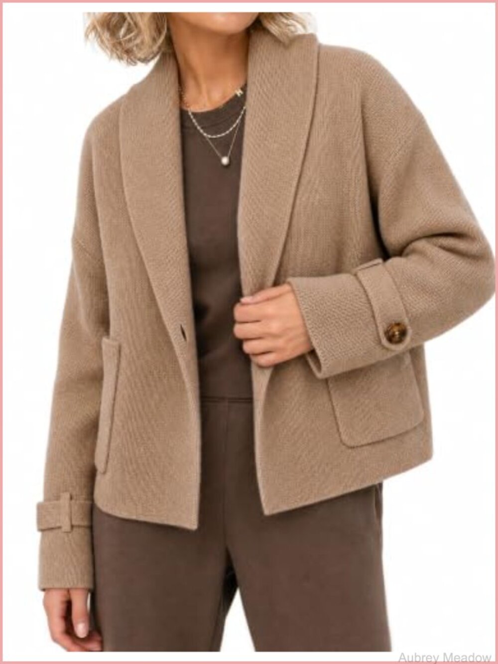 Women's Open Front Chunky Knit Cardigan Sweater Jacket with Shawl Collar